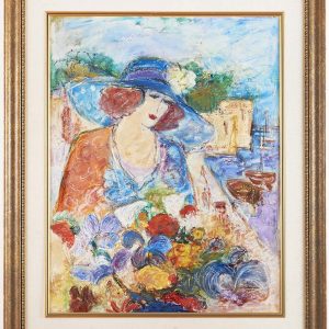 אישה עם פרחים