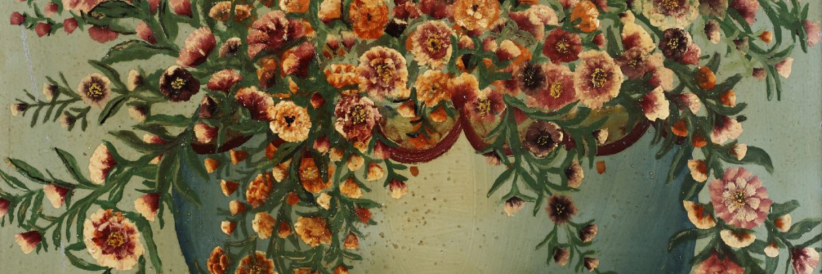 משה אלנתן, אגרטל כחול, 1939, שמן על קרטון, 100x70 (בגזרה)