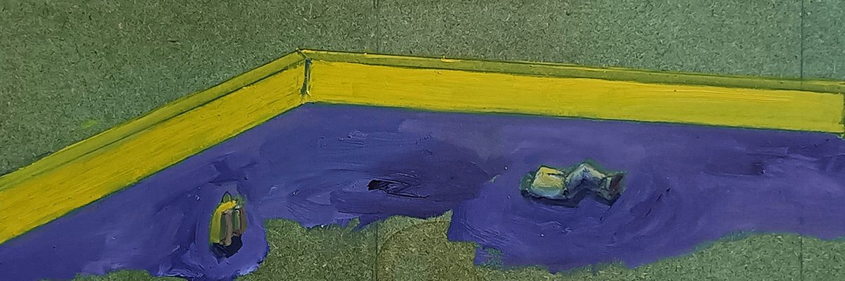 Ronen Siman Tov - Landmarks, 2024, oil on board (green MDF), 10x60cm w