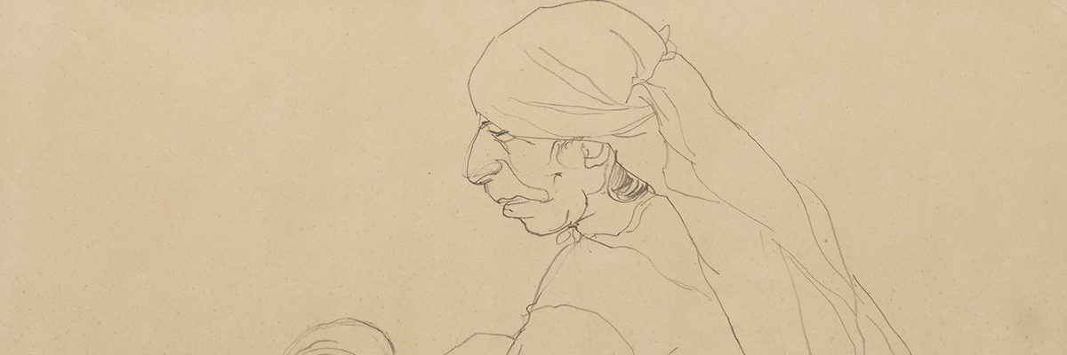 Anna Ticho, Sitting Figure, 1940's, pencil on paper, 31x36cm w