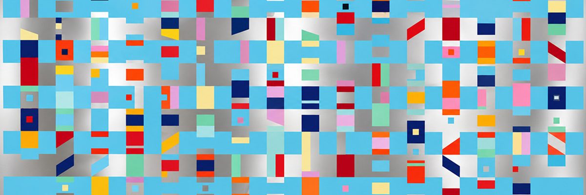 Yaacov Agam, Untitled, Silkscreen print on stainless steel mirror, 85x200cm w