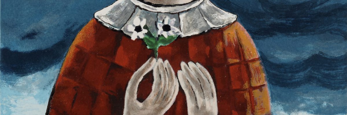 יוסל ברגנר, ילד עם פרחים, ללא תאריך, הדפס משי על נייר, 50X38 ס"מ, של 250 (בגזור)